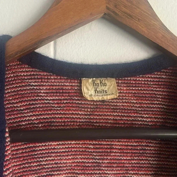 Vintage blue & red geometric kimono size medium - Picture 5 of 6